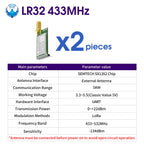 DX-LR32 SX1262 LoRa UART Module AT Command 5KM Range 432-533/850-949MHz No Programming Needed CE FCC Arduino