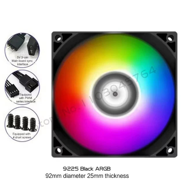 PC Cabinet RGB Fan 9cm Ultra-Thin 9215 9225 15mm 25mm Slim ITX Case Cooler Fans 5V 3Pin ARGB+ 4Pin PWM Control Black White