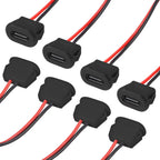 8PCS USB Power Connector USB-C Plug to 2 Pin Bare Wire Open End Connector Type C Female Chassis Waterproof Extension Power Cable