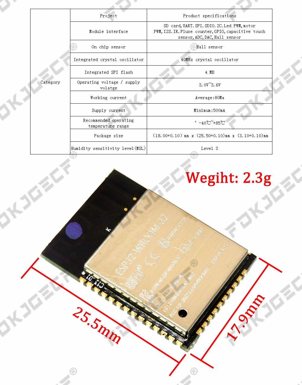ESP-32S ESP-WROOM-32 ESP32 ESP-32 Bluetooth and WIFI Dual Core CPU with Low Power Consumption MCU ESP-32