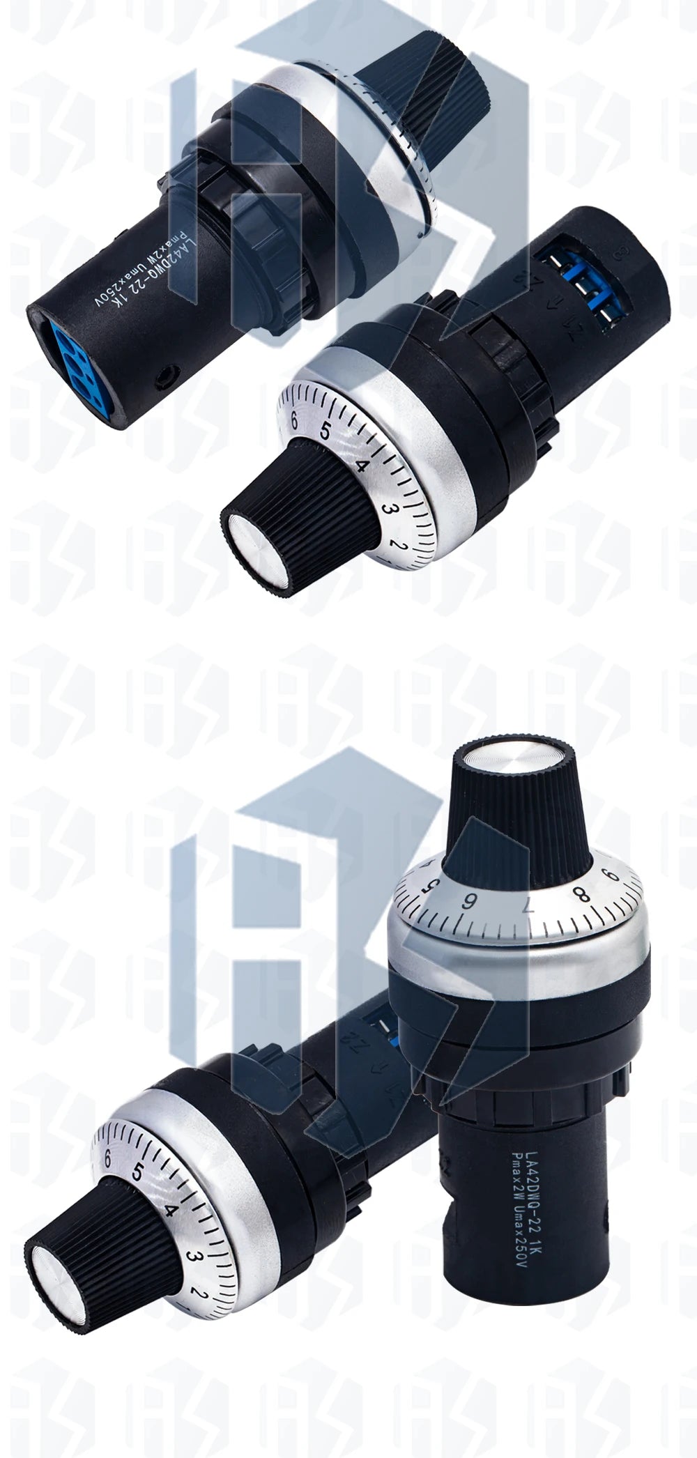 ‌LA42DWQ-22 Industrial Rotary Potentiometer - 1K-500K Ohm Precision Variable Resistor with 22mm Panel Mount for VFD Speed Contro
