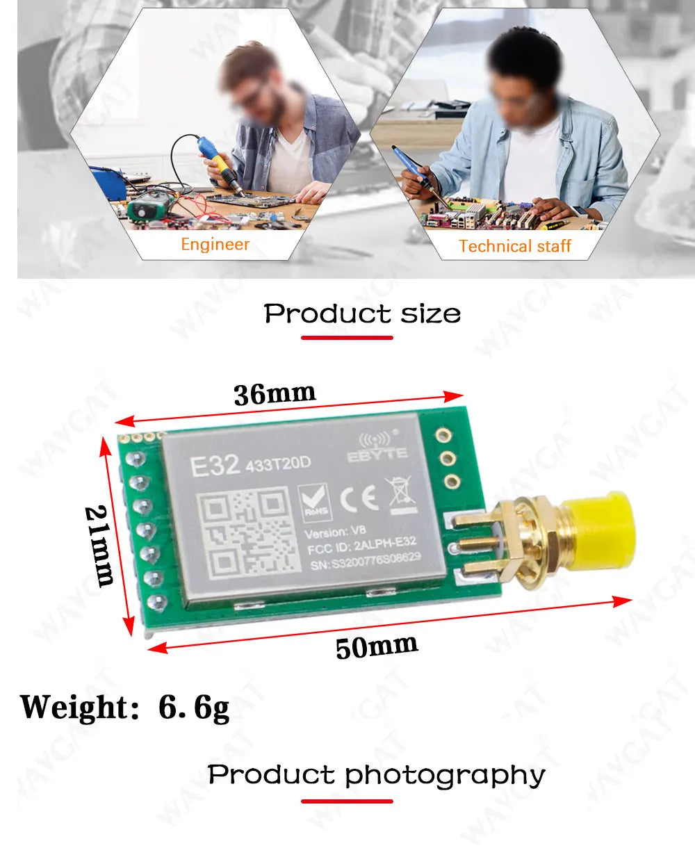 E32-433T20D-V2.0 LoRa SX1278 SX1276 433MHz Module Transmitter Receiver 8000m  UART Long Range 433 MHz 1W Wireless rf Transceiver