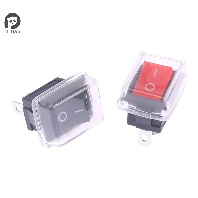 5Pcs Black Push Button Mini Switch 2Pin Snap-in On/Off Rocker Switch With Waterproof Cover