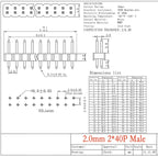 10CS Pitch 2.0mm 1x40 2x40 Pin Single Double Row Right Angle Straight SMT SMD Round Male Header Connector