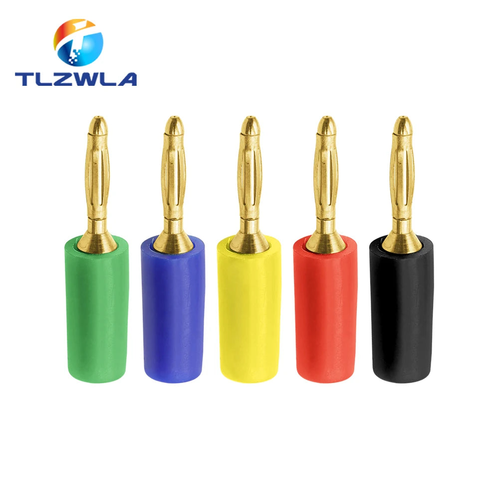 5PCS 2MM Audio Banana Plug Mini Speaker Pure Copper Gold Plated Plug Connector Welded Assembly Experimental Test Cord Head