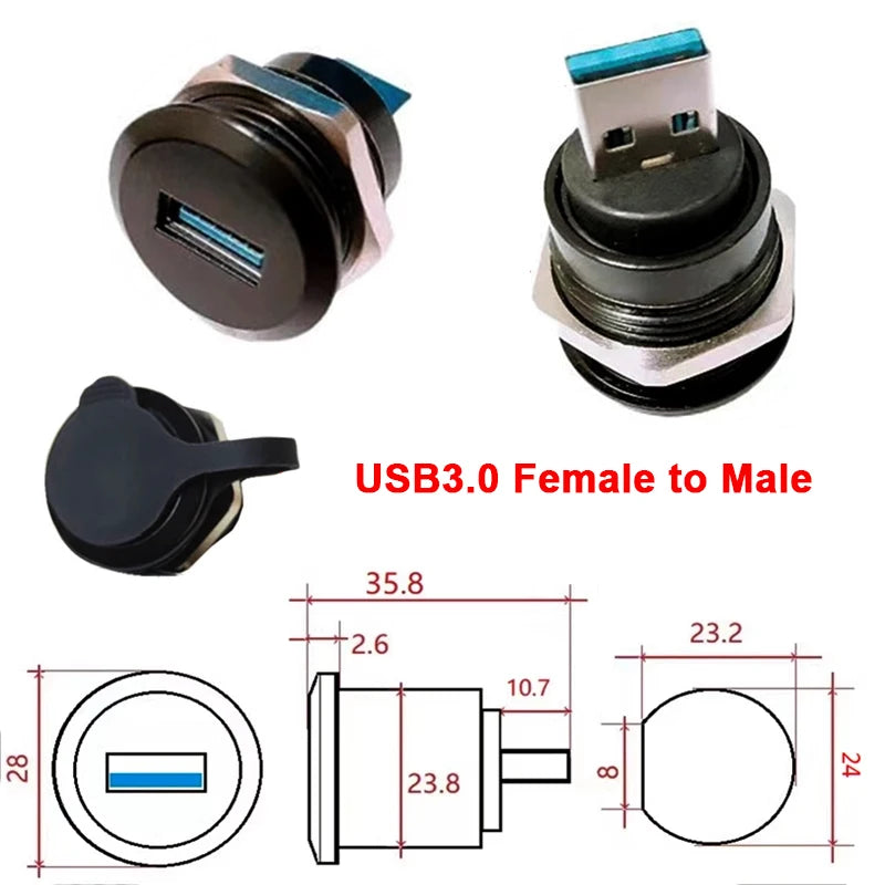 1Pcs Metal Round Socket Module D Type RJ45 Straight Through Network USB2.0 USB3.0 Connector Panel Mounting HDMI CAT6