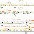 5mm 8mm LED Strip 2835 DC24V 12V 120LEDs/m Home Lamp Strips Red Ice Blue Yellow Orange Pink Flexible And Cuttable Soft Lamp Bar