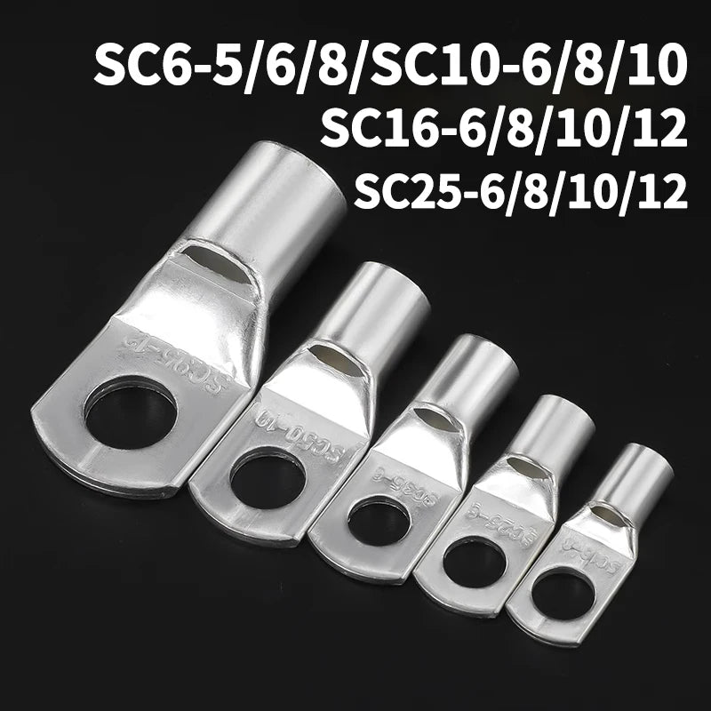 100pcs Copper Lug Ring Wire Connector Cable lug Electric lugs Terminal SC6-5 SC6-6 SC6-8 SC10-6 SC10-8 SC16-6 SC16-8 SC25-6