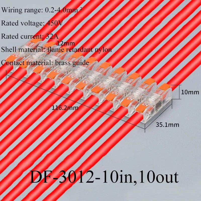 Connector Terminal Blocks Fast Cable Terminals Crimp Push-type Multiple-in Multiple-Outlet Wire Docking LED Terminals