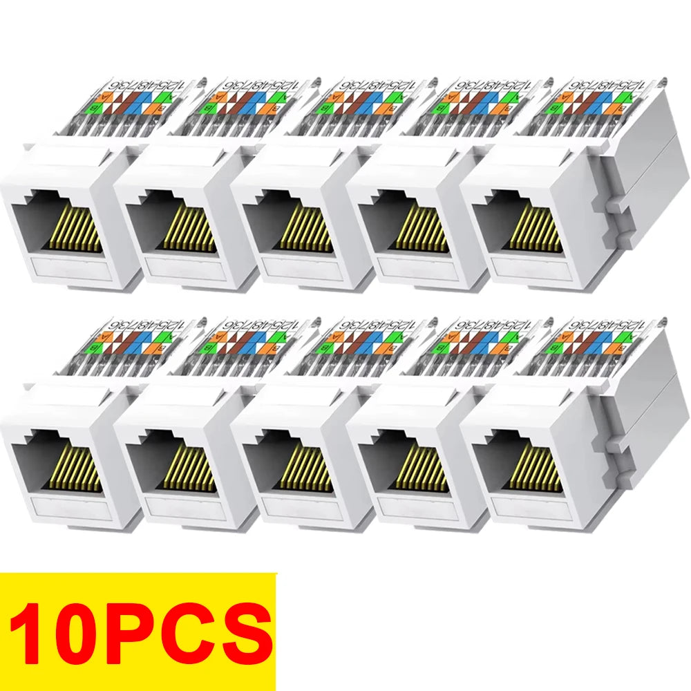 RJ45 Cat6/Cat5e Ethernet Keystone Jack No Punch-Down Tool-Less RJ45 Module Coupler Ethernet Module Female Jack Wall Adapter
