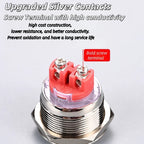 Push Button Switch Metal Screw Terminal Soldering 16/19/22mm Short 7A Latching Self-Locking/Reset LED Light 6/12/24/110/230V