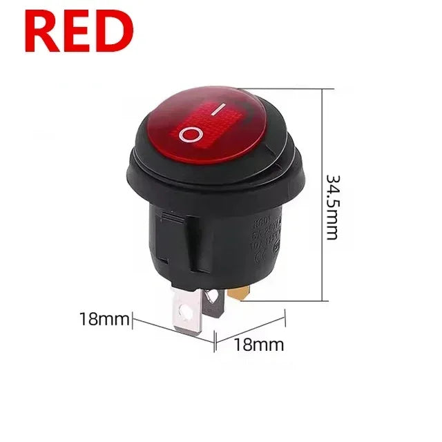 KCD1 Waterproof Round Button Rocker Switch KCD1 Boat-shaped Switches Push Button Switch ON OFF with Light 12V 220V