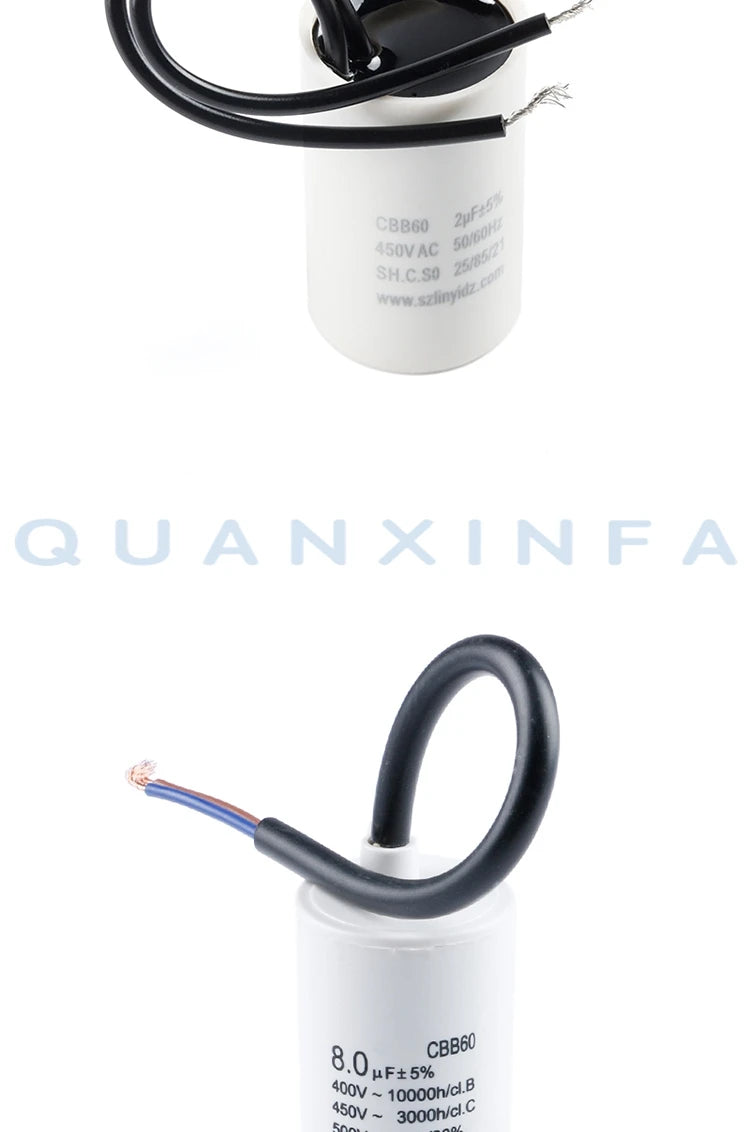 CBB60 450V AC Starting Capacitor 5% 3/4/5/6/8/10/12/14/15/16/18/20/25/30/40/45/50/60UF for Washing Machine Motor Run Capacitors
