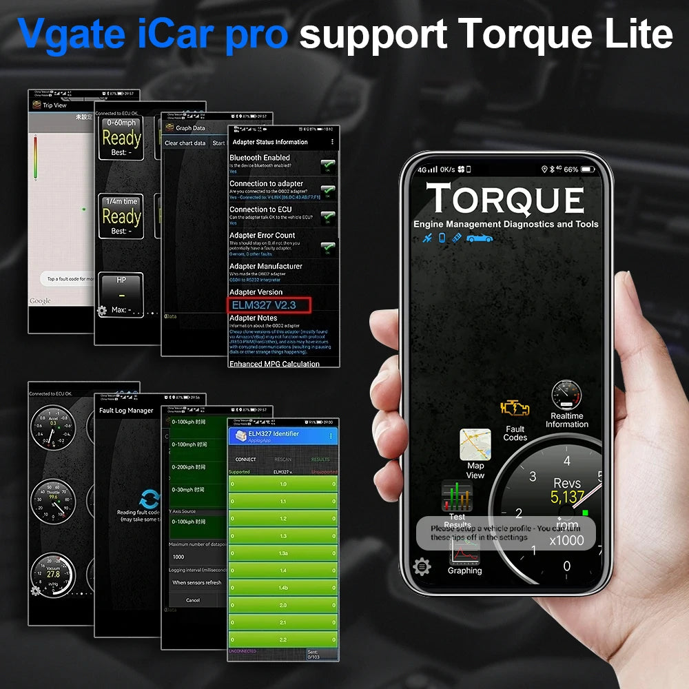Vgate ICar Pro ELM327 V2.3 OBD 2 Car Diagnostic Tool WIFI Bluetooth 4.0 for IOS/Android BT3.0 Auto Scanner OBD2 Code Reader