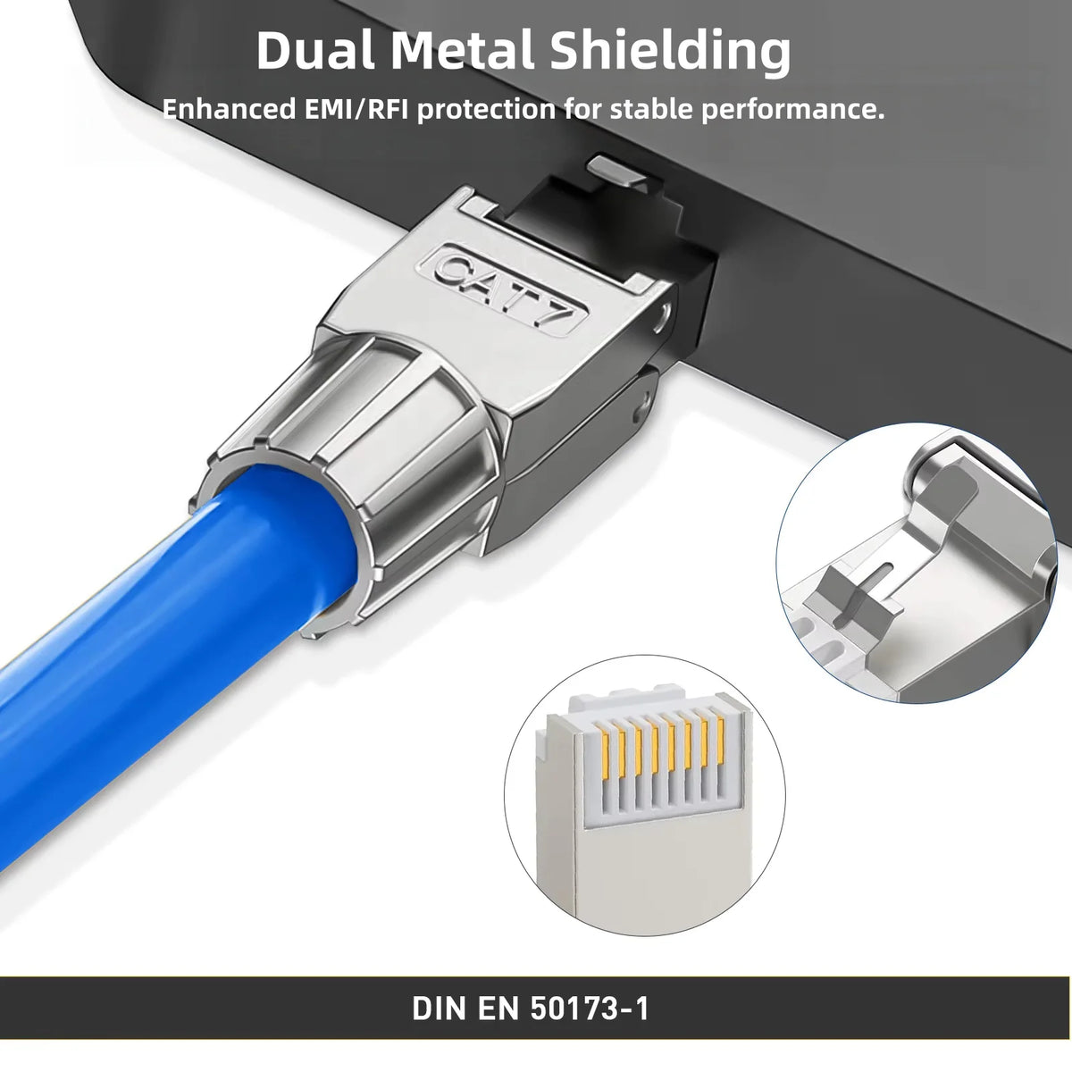 ZoeRax RJ45 Cat8 Cat7 Connector Tool-Free All Metal Ethernet Termination Plug for 22~24AWG CAT8/CAT7/CAT6A Lan Cable