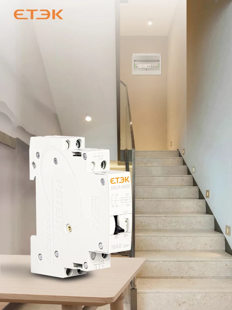 ETEC Impulse Bistable Latching Auto Control Relay Household 1P 2P 16A 1NO 2NO Coil 230V AC 110V DC EKLR