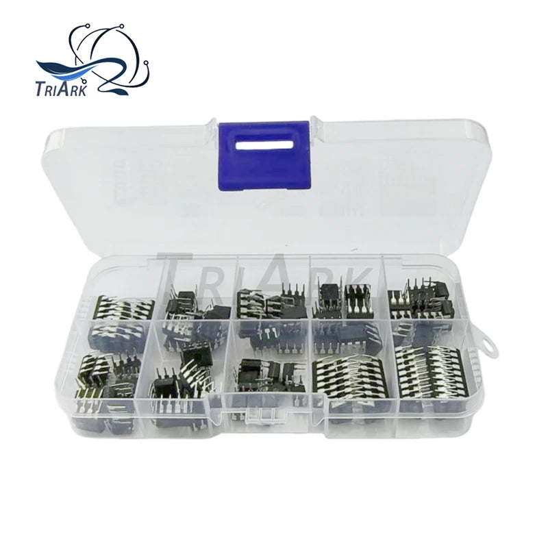 85PCS 10 Types NE555 LM324 LM393 UA741 ULN2803 LM358 LM386 NE5532 ULN2003 PC817C Integrated Circuit DIP IC Combination Chip Kit