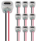 5/10pcs Type-C Female 2P Wire Type USB Connector Pigtail Cable Extension Power Cable Open End Connector Transparent with Light