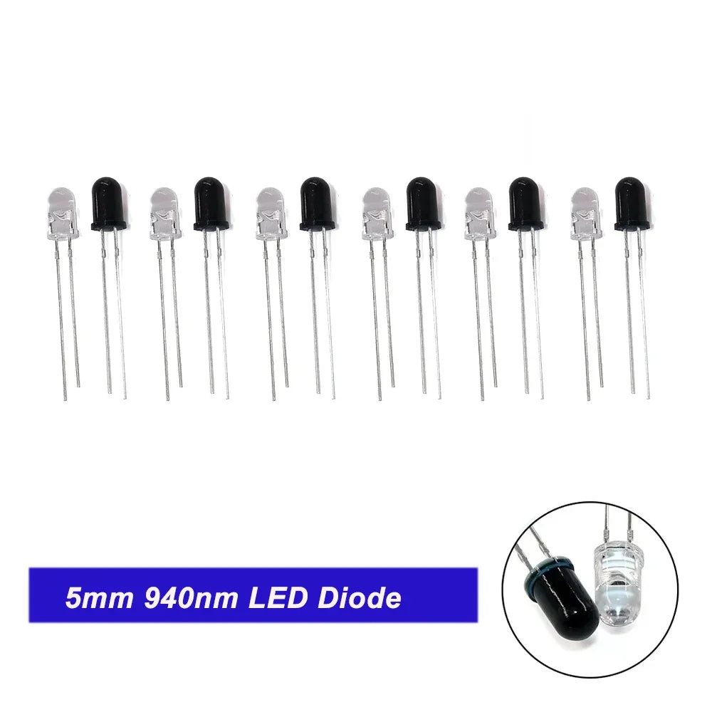 20/40PCS 3mm & 5mm 940nm LEDs Infrared Emitter and IR Receiver Diode Diodes Kit - for Remote Control Applications ,arduino