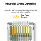 BYXGD Cat6A Tool-Free RJ45 Connector Reusable 50µ Gold-Plated | 10Gbps Anti-Unplug | T568A/B | Industrial Grade Network Plug