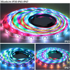 WS2811 WS2812B WS2813 WS2815 30/60/144Pixels/Leds/m 5050 RGBIC Smart LED Strip WS2812 Individually Addressable IC Light DC5V/12V