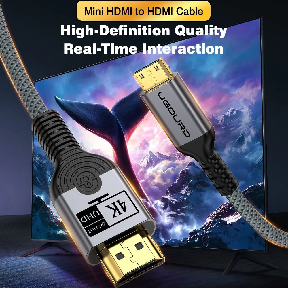 UGOURD 4K 144Hz HDMI to Mini HDMI Cable Bi-Directional Micro/Mini HDMI to HDMI Cable 4K@60Hz for Raspberry Pi Camera DV 2K165Hz