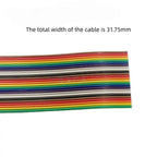 Rainbow Dupont Flat Ribbon Cable 1.27mm Pitch 1 Meter Length 6P‑64P Multi Pin Counts Compatible for FC Dupont Connector