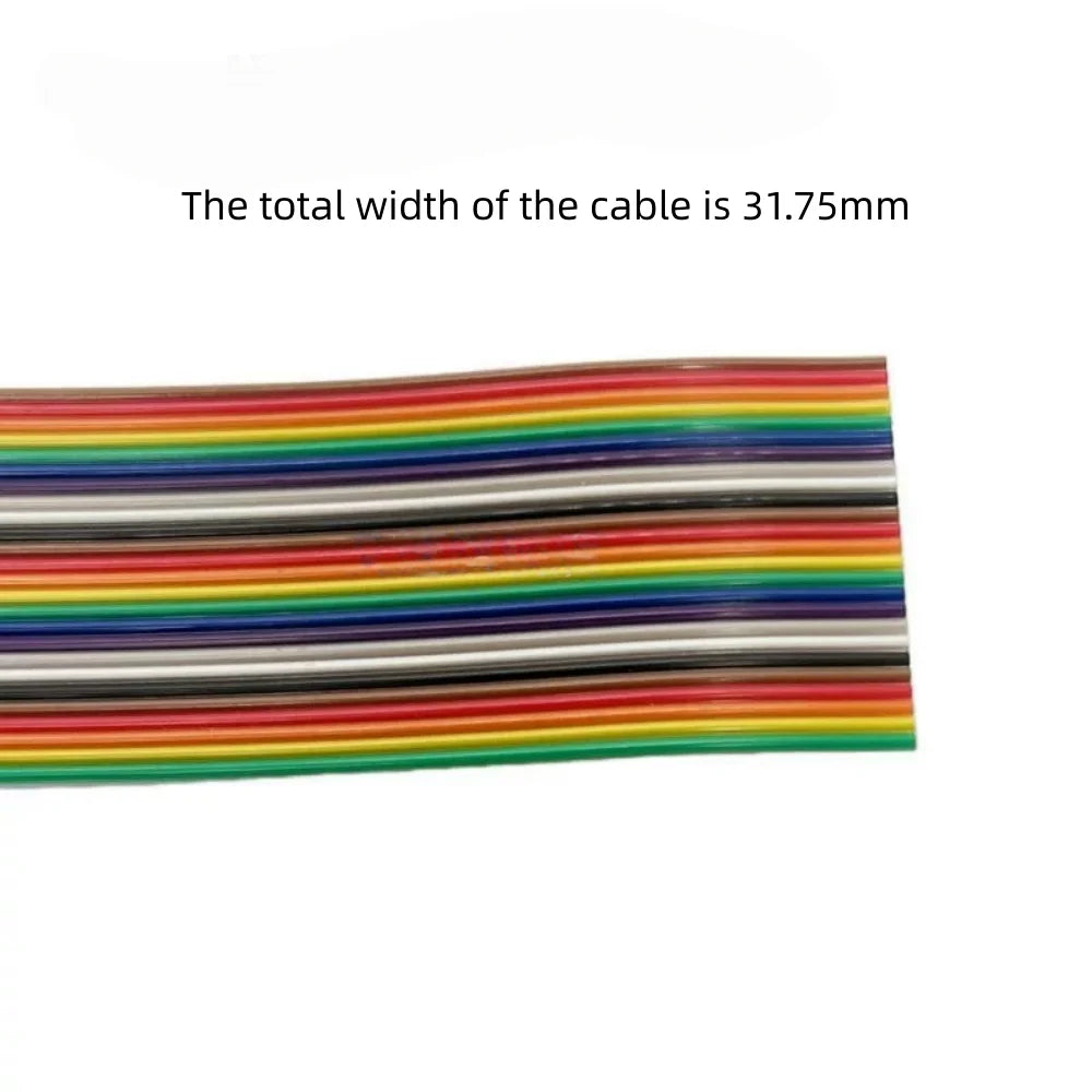 Rainbow Dupont Flat Ribbon Cable 1.27mm Pitch 1 Meter Length 6P‑64P Multi Pin Counts Compatible for FC Dupont Connector