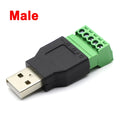 1pcs USB 2.0 Type A Male/Female to 5 Pin Screw Connector USB Jack with Shield USB2.0 to Screw Terminal Plug Soldering Free