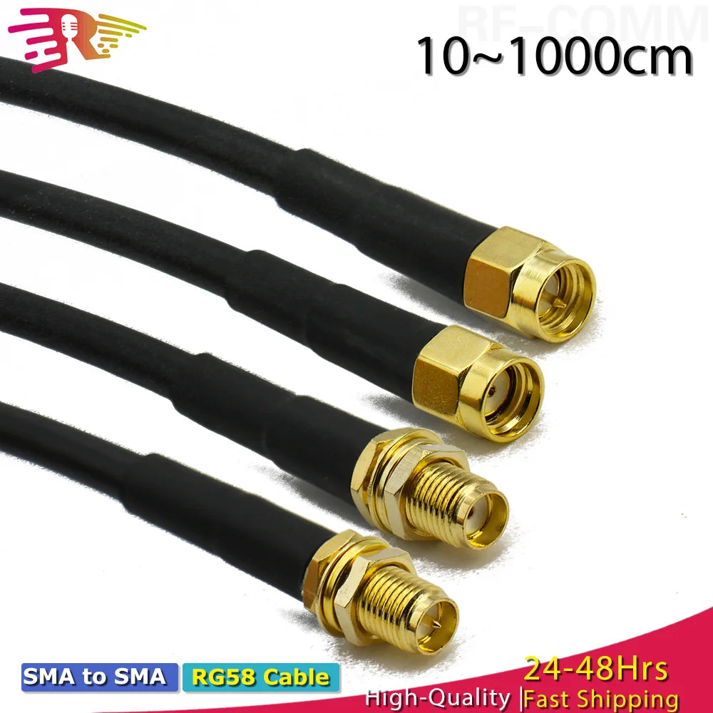RG58 SMA Male to SMA Female 50ohm Coaxial Cable Low Loss RF Coax Assembly WiFi Antenna Extension Cable Connector Adapter Pigtail