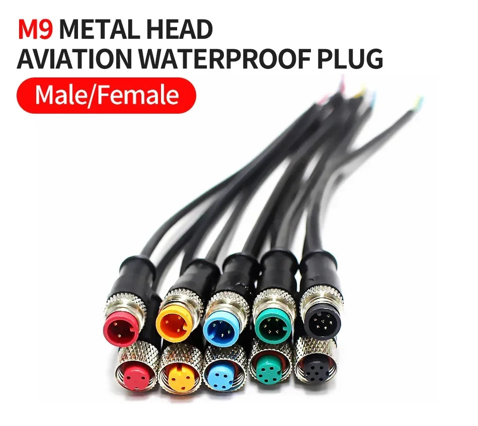 5/20PCS M9 Waterproof Connector 2/3/4/5/6Pin Aviation Plug Male And Female Docking Cable Electric Vehicle Lamp With Cable 20CM