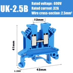20/50/100Pcs UK - 2.5B Din Rail Terminal Block Electrical Conductor Universal Screw Connection Terminal Strip 2.5mm²