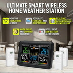 7.5 Inch Color Display Weather Clock with Indoor Outdoor Thermometer Hygrometer, Barometric Pressure , Alarm for Home Office