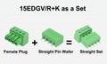 20pcs/20pairs 15EDG 2EDGK-3.81mm Female Straight  RA Male Wafer 300V8A 2P-24P PCB Phoenix Plug-in Wire Terminal Block Connector
