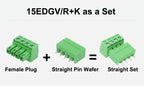 20pcs/20pairs 15EDG 2EDGK-3.81mm Female Straight  RA Male Wafer 300V8A 2P-24P PCB Phoenix Plug-in Wire Terminal Block Connector