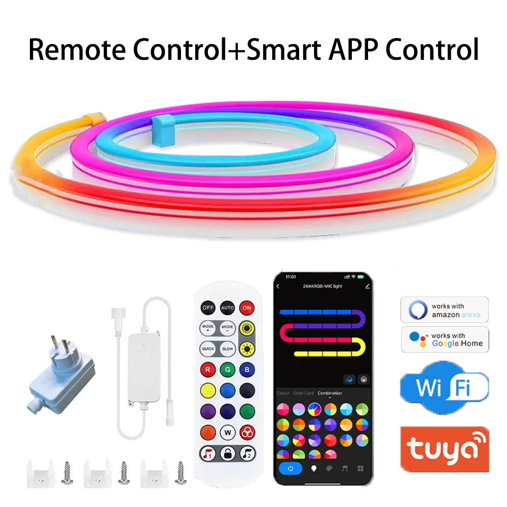 WISCOLOR WIFI RGBIC LED Neon Rope Lights Waterproof Music sync voice control Support Smart Life/TUYA/Alexa For Home Decoration