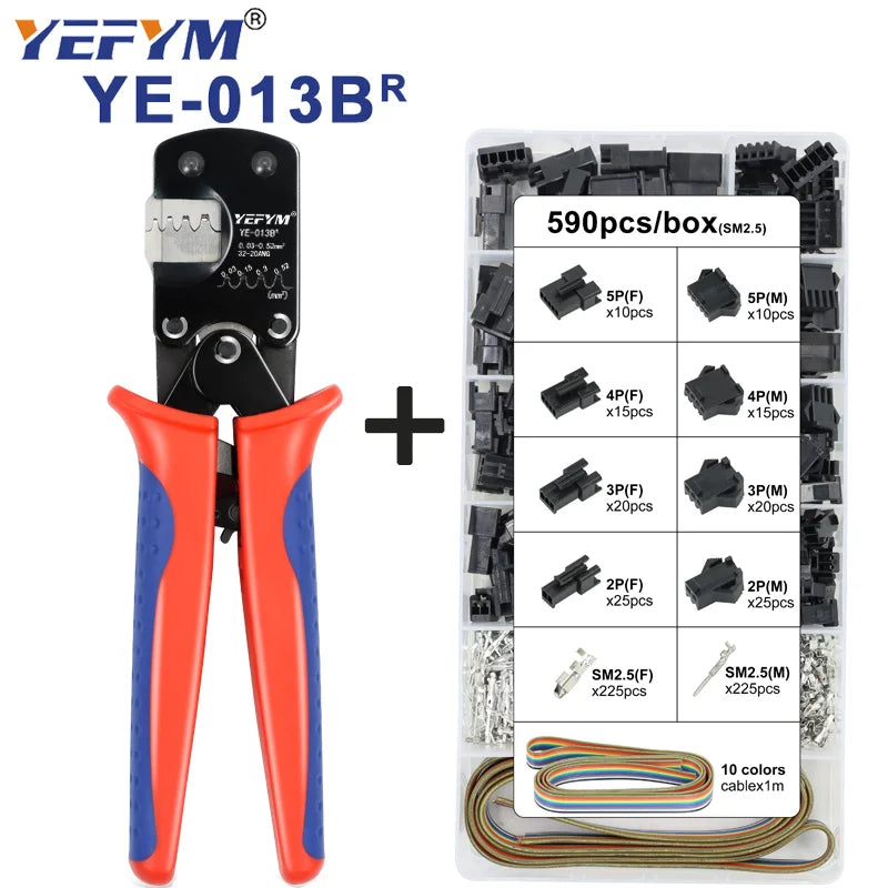 JST Terminals YE-013BR Crimping Tool XH2.54/PH2.0/ZH1.5/SH1.0/ DuPont 2.0/2510 Molex Mini Ratchet Pliers 0.03-0.5mm²/32-20AWG
