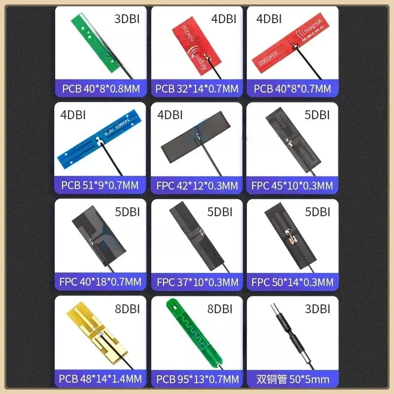 5Pcs/Lot 2.4G 5G 5.8G Dual Frequency With Built-in FPC Soft Board Wifi Bluetooth PCB Patch High Gain Antenna