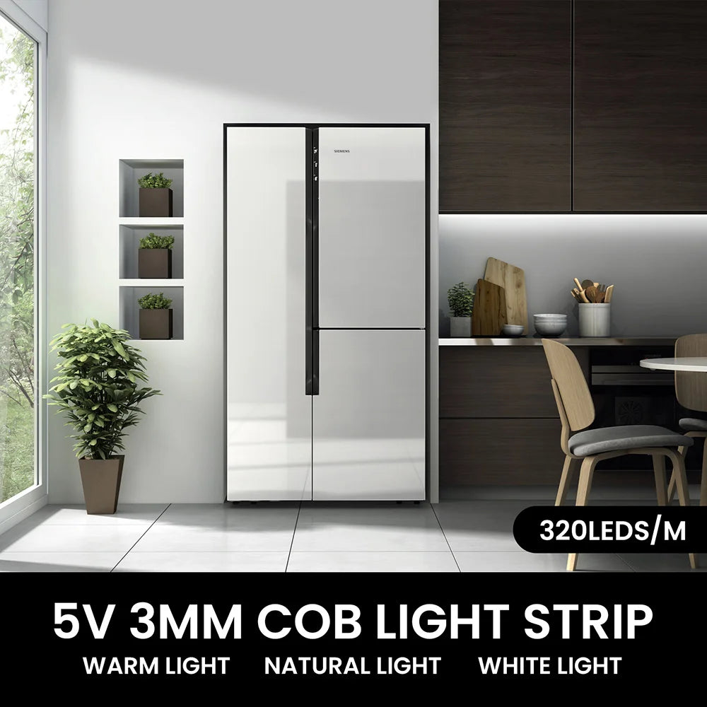 5V USB 3mm PCB COB LED Strip Light with Switch Dimmer Remote Control 320 LEDs High Density Linear Lighting Flexible Tape Lamp