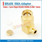 RPSMA RP-SMA RP SMA Male Plug Solder For Semi-Rigid RG405 0.086' Cable Jack Copper GOLD Straight 50 ohm RF Connector Adapter