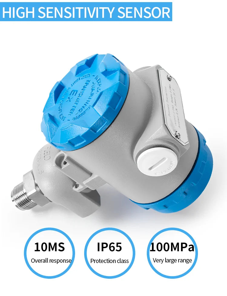 EX Proof Waterproof Outdoor Pressure Transmitter -0.1-60Mpa to 4-20mA 0-10V RS485 4-20MA HART M20*1.5 Digital Pressure Sensor