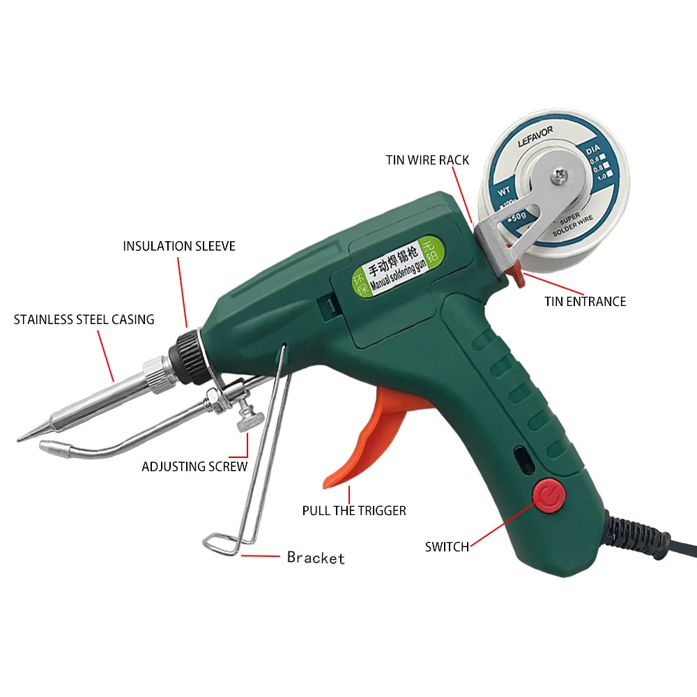 Electric Soldering Iron Gun Hand-held Internal Heating Soldering Iron Automatically Send Tin Gun Soldering Welding Repair Tool