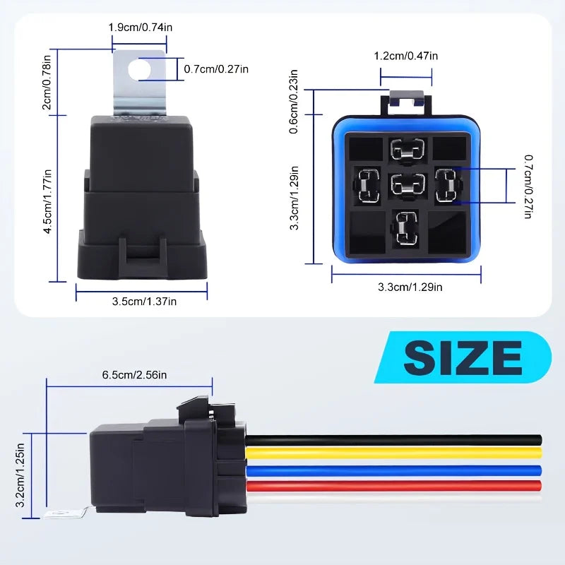 1PC 12V 40A Relay 5 Pin Waterproof Auto Relay Heavy Duty 12AWG and 16AWG Car Relay Kit with Harness Set for 12 Volt Automotive