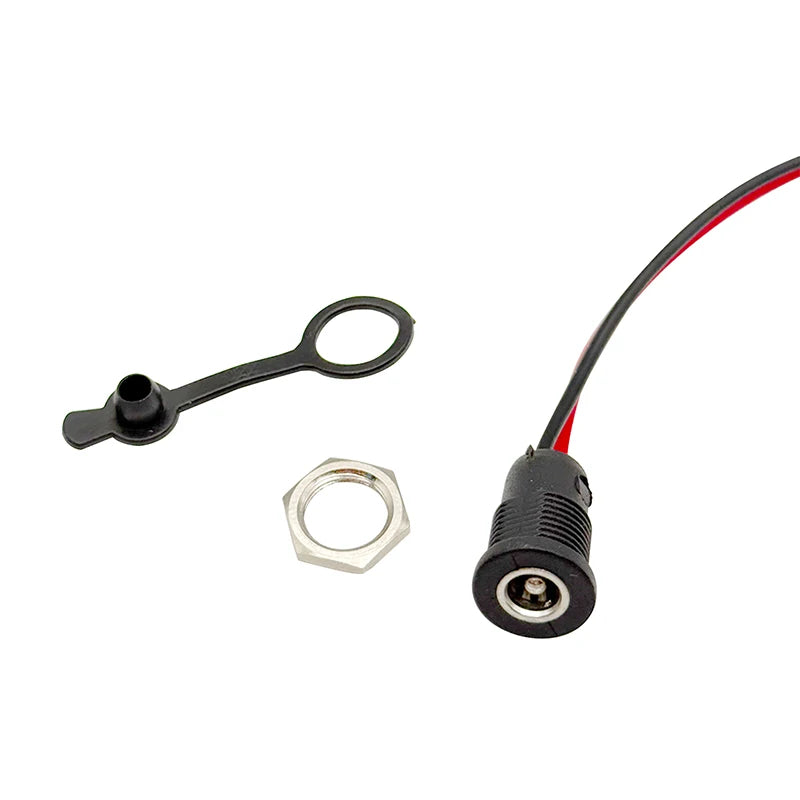 5.5*2.1mm/5.5*2.5mm 10A High Current DC Power Socket DIY Waterproof Connector with Nut Snap / 15cm Wire / Waterproof Cap