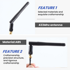 ABGQQ 433Mhz Antenna 3Dbi GSM RP-SMA Plug Rubber Waterproof Lorawan Antenna + IPX to SMA Small Cable Extension