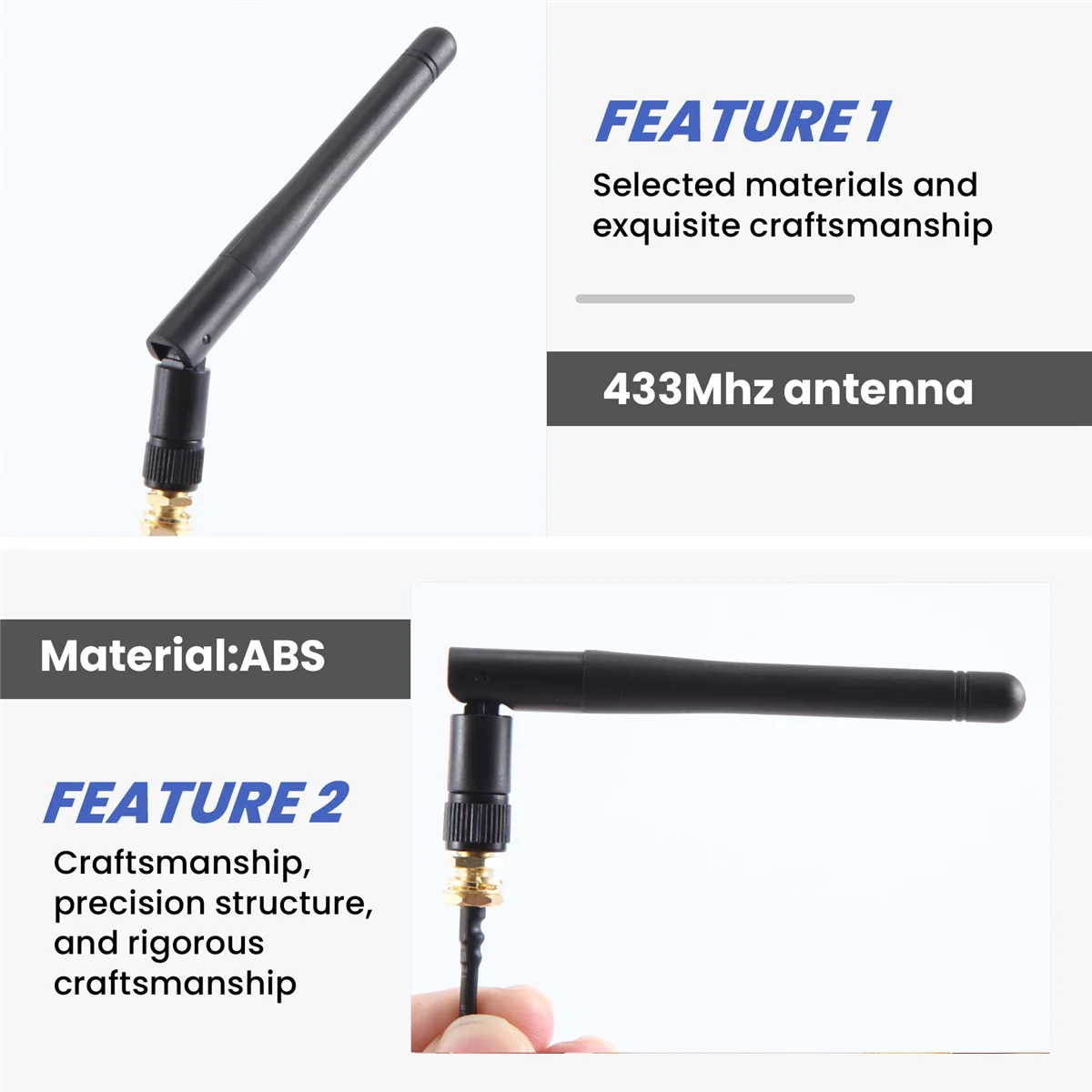 ABGQQ 433Mhz Antenna 3Dbi GSM RP-SMA Plug Rubber Waterproof Lorawan Antenna + IPX to SMA Small Cable Extension