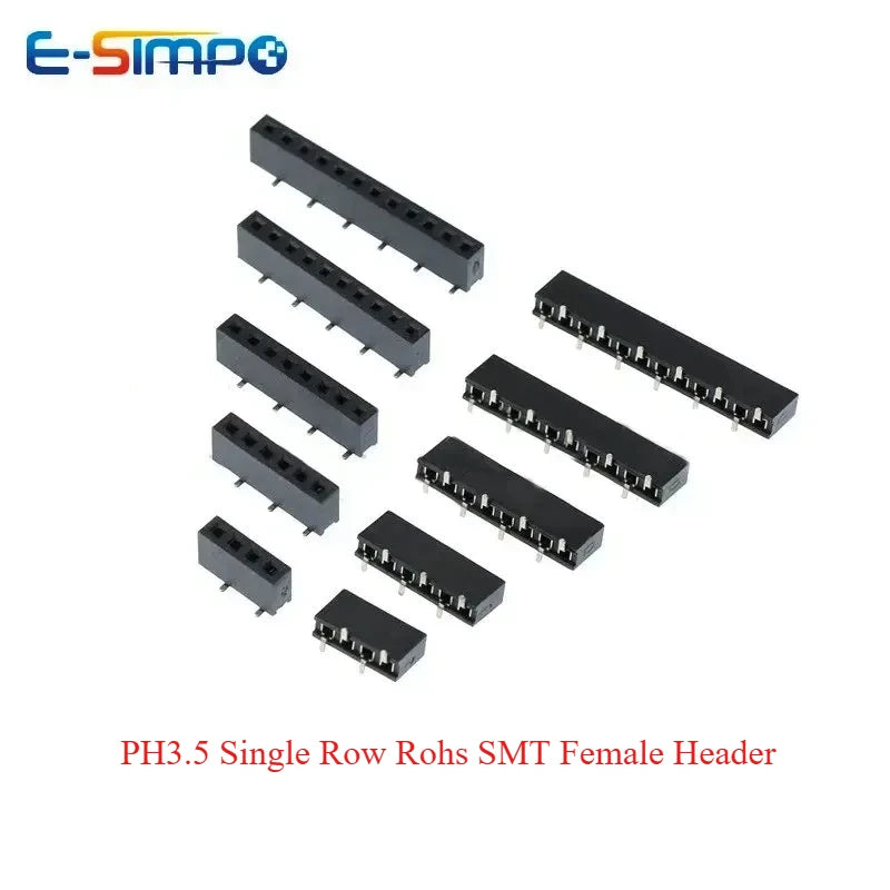 30PCS 2.54mm SMD Stackable 1x2P-10P/12P/15P/20P/24P/40P PH3.5 Short Low Profile Single Row Rohs SMT Female Pin Header Connector