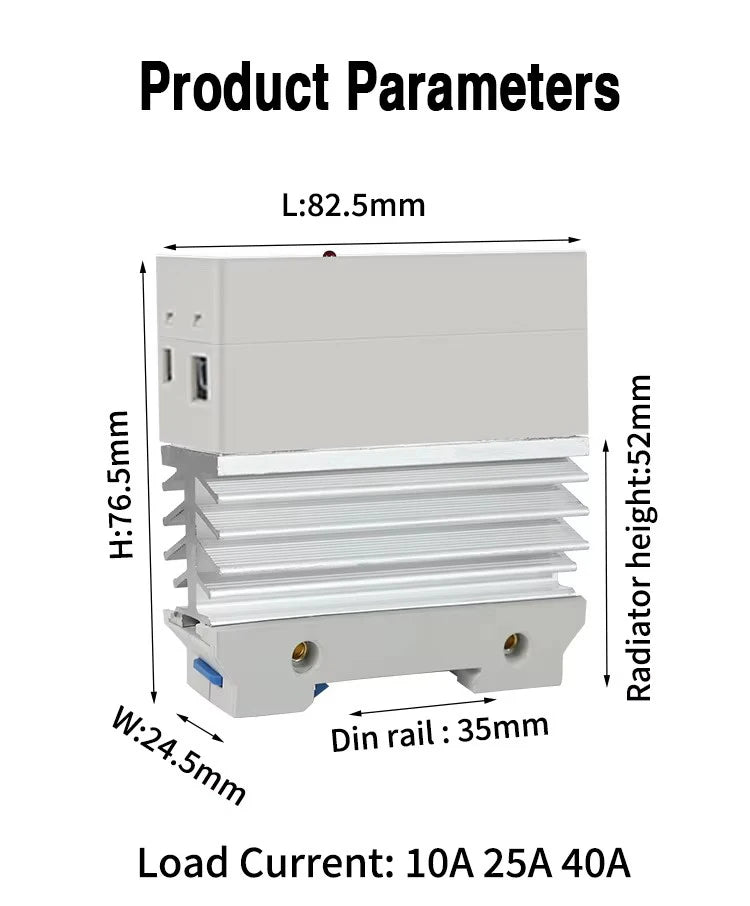 10A 25A 40A 60A 80A 100A Single Phase Slim SSR Solid State Relay With Heat Sink Industrial Relay DIN Rail Mount