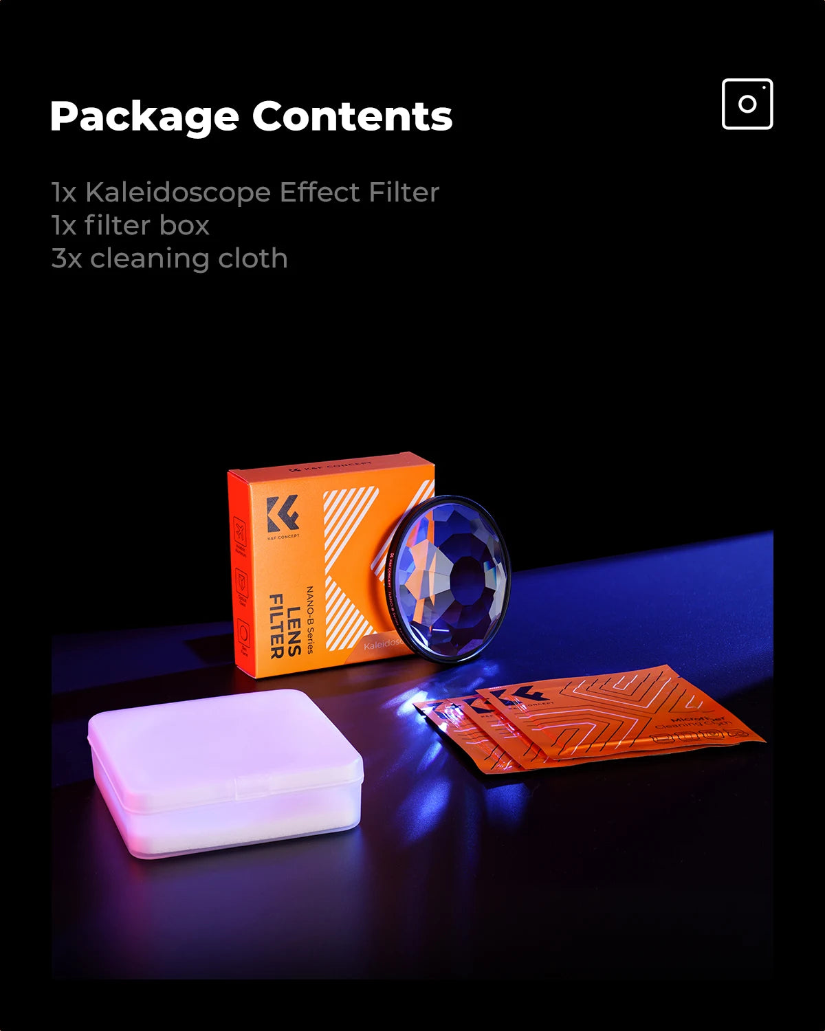 K&F CONCEPT Effects Filters Kaleidoscope Prism/Spiral Halo/Split Diopter/Motion Blur/4 6 8 Points Camera Lens Filter Photography