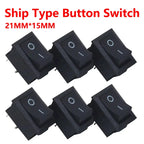 5/20/100PCS KCD1-101 6A 250V 10A 125V Rocker Switch 2 Pin Car Boat Switch ON/OFF Rocker Toggle Switch Black 15X21mm